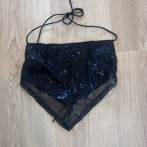 New! Sequin Black Halter